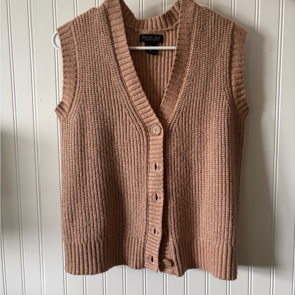 Rachel Zoe Women's Tan V-Neck Sweater Vest
